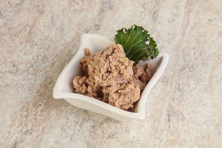 Liver pate appetizer in the bowl