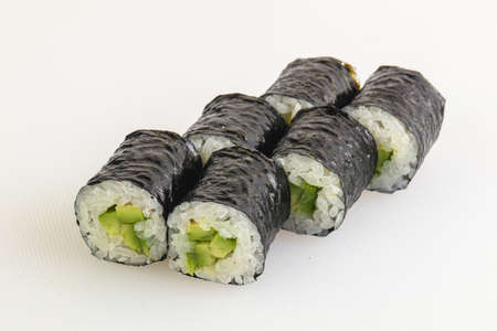 Japanese traditional vegan roll with avocadoの写真素材