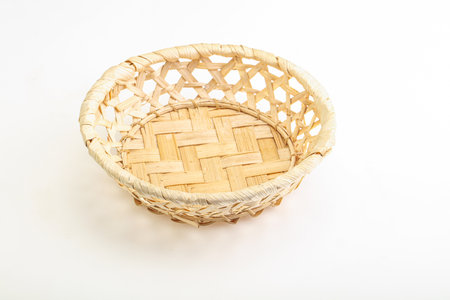 Natural wicker tableware for serving kitchenの写真素材