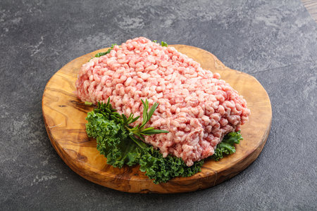 Raw fat pork minced meat for cookingの写真素材