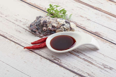 Chinese cuisine - delicious oyster sauce served shellの写真素材