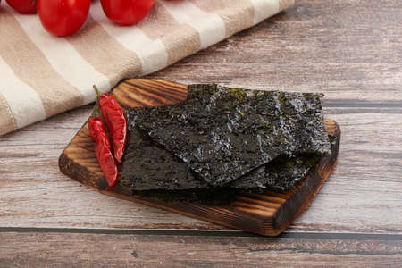 Korean cuisine - Nori seaweed chips snackの写真素材