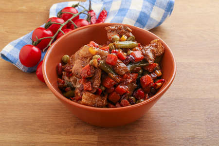 Roasted pork with oyster sauce and vegetablesの写真素材