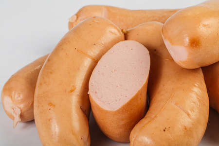 Natural meat sausages with minced meat and sausagesの写真素材