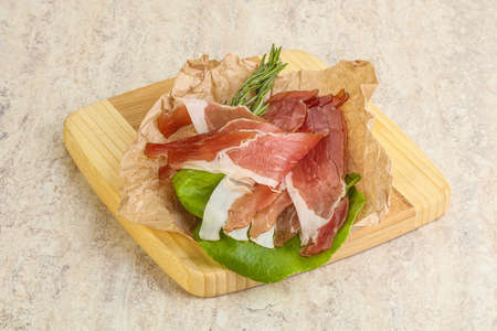 Delicous Spanish Hamon slices dryed pork meatの写真素材
