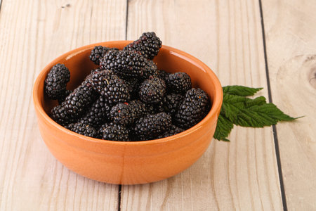 Natural organic blackberry heap in the bowl