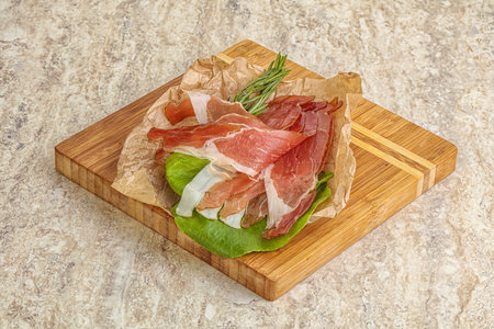 Delicious Spanish Hamon slices dryed pork meatの写真素材
