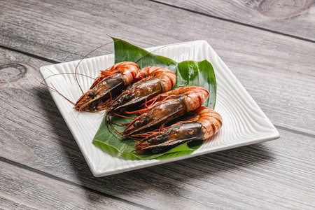 Cooked big tiger prawn in the pateの写真素材