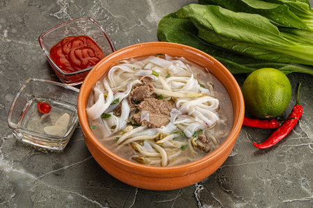 Vietnamese traditional soup Pho Bo with beef