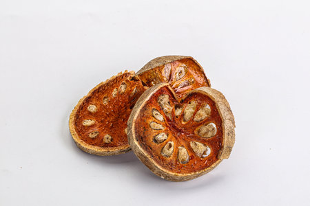 Thai cuisine - dry bael fruits for drinksの写真素材