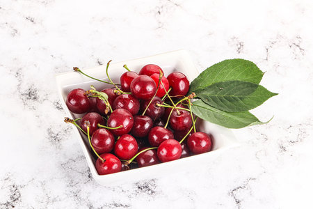 Ripe sweet juicy organic cherry heap