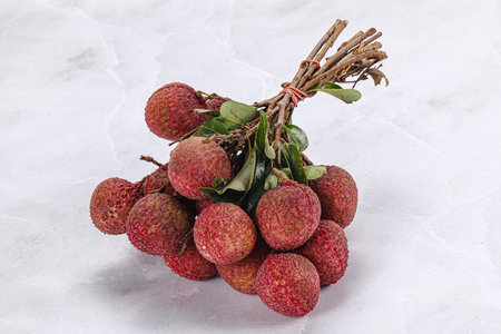Sweet juicy tropical exotic lychee fruitの写真素材