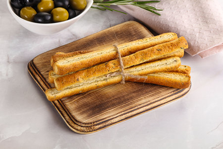 Crispy grissini italian bread heap snack