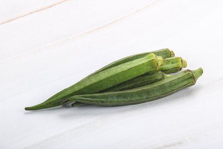 Green ripe tasty okra tropical vegetable for cookingの写真素材