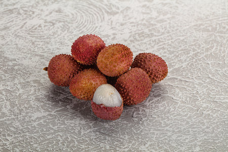 Sweet tasty tropical fruit Lychee heapの写真素材