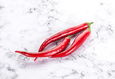 Hot and spicy chili pepper heapの写真素材