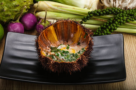 Delicious Grilled Sea Urchin with egg
