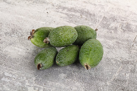 Ripe sweet huicy exotic feijoa fruitの写真素材