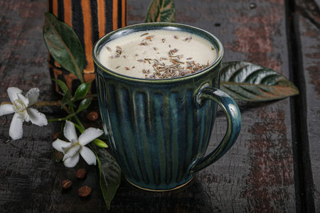 Delicious Raf coffee with lavender on the foam