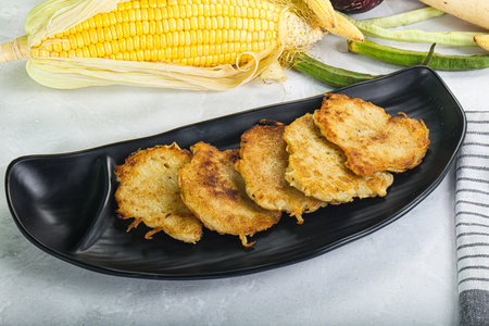 Tasty golden potato hash brown snack