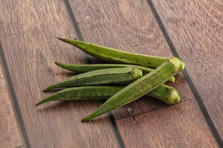 Natural organic raw green okra for cookingの写真素材