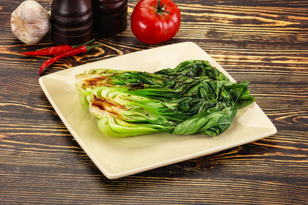 Asian grilled Pak Choy salad snackの写真素材