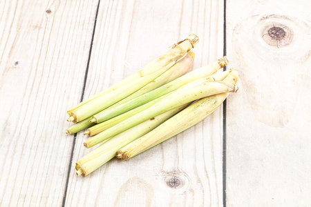 Green organic lemongrass stem heap for cookingの写真素材