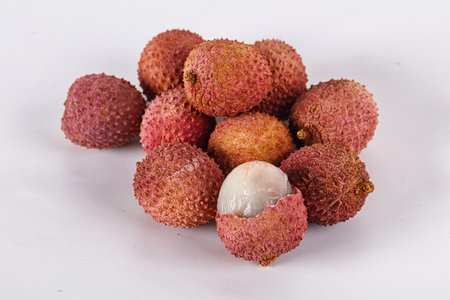 Sweet tasty tropical fruit Lychee heapの写真素材