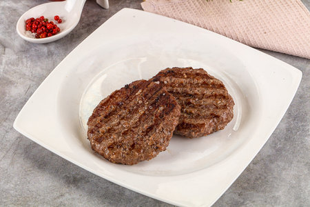 Grilled beef round burger cutlet minced meat