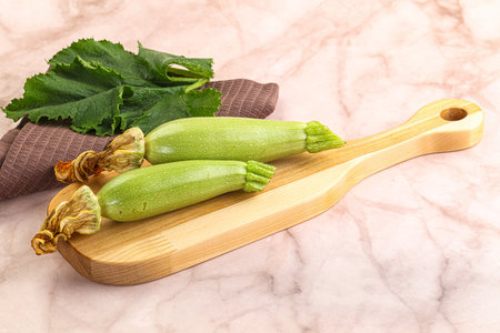 Green young small baby zucchini for cookingの写真素材