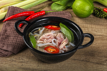 Vietnamese Pho Bo soup with beef meat