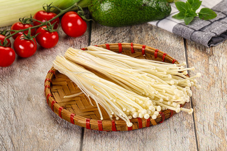 Raw fresh enoki mushroom for cooking
