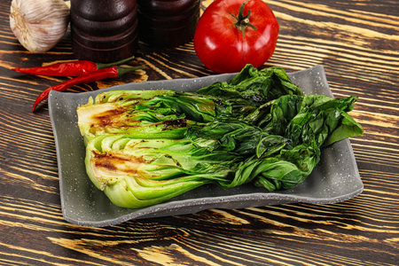 Asian grilled Pak Choy salad snackの写真素材
