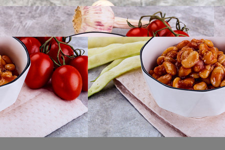 White baked bean in tomato sauce bowlの写真素材