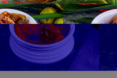 Indian cuisine - paneer with chilli pepperの写真素材