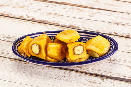 Asian tropical sweet and juicy Jackfruit segmentsの写真素材
