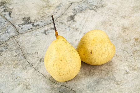 Sweet juicy organic yellow Chinese Pearsの写真素材