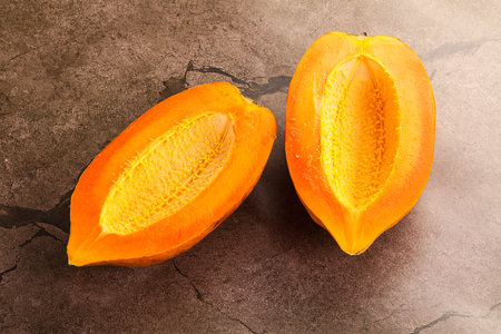 Ripe sweet tropical exotic papaya fruitの写真素材