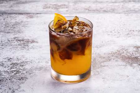 Energetic cocktail with espresso and orange juice