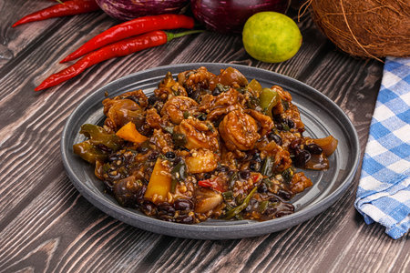 Asian cuisine - Squid with vegetables in oyster sauceの写真素材