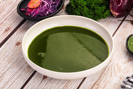 Dietary Vegan green cream spinach soup