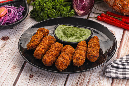 Indian minced meat kebab crispy koftaの写真素材