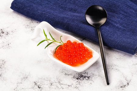 Luxury gourmet red caviar salmon fishの写真素材