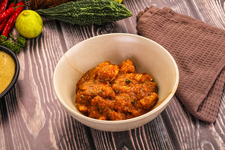 Indian cuisine - Prawns malabar masala with sasuceの写真素材