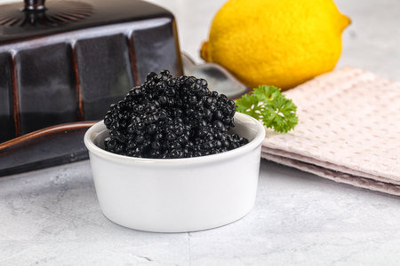 Luxury black sturgeon caviar in the bowlの写真素材