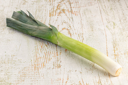 Raw ripe green leek onion for culinaryの写真素材