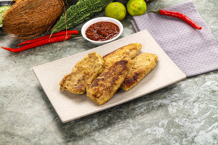 Indian traditional cuisine chicken kebab minced meat