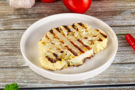 Vegan grilled grilled cauliflower cabbage steakの写真素材