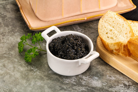 Luxury delicous strugeon black caviar appetizerの写真素材