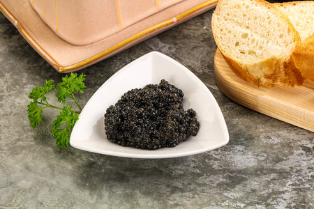 Luxury delicous strugeon black caviar appetizerの写真素材